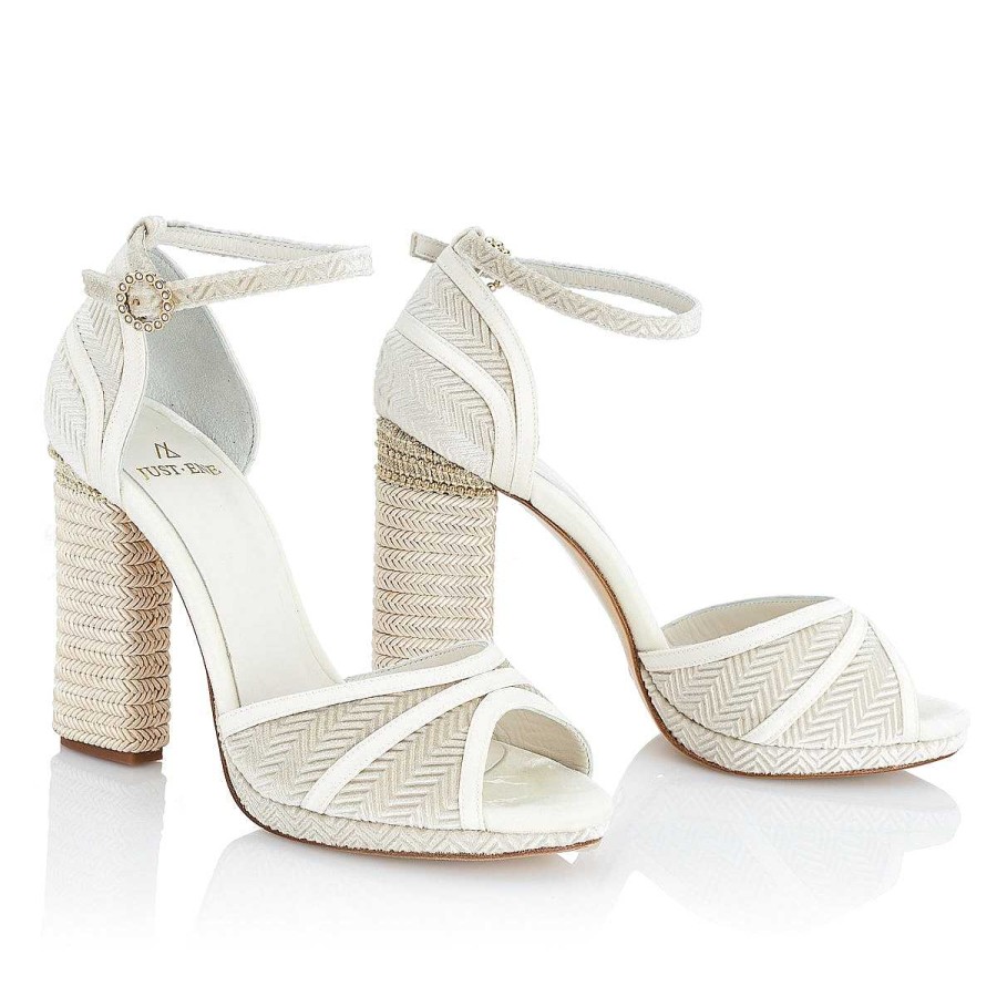 Todos Los Zapatos Just-ENE | Spiga Bianco (10 Cm Con Plataforma)