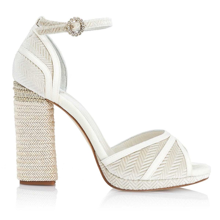 Todos Los Zapatos Just-ENE | Spiga Bianco (10 Cm Con Plataforma)