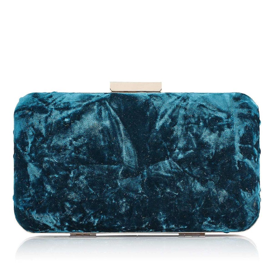 Coleccion Novias E Invitadas Just-ENE | Clutch Terciopelo Planchado Azul