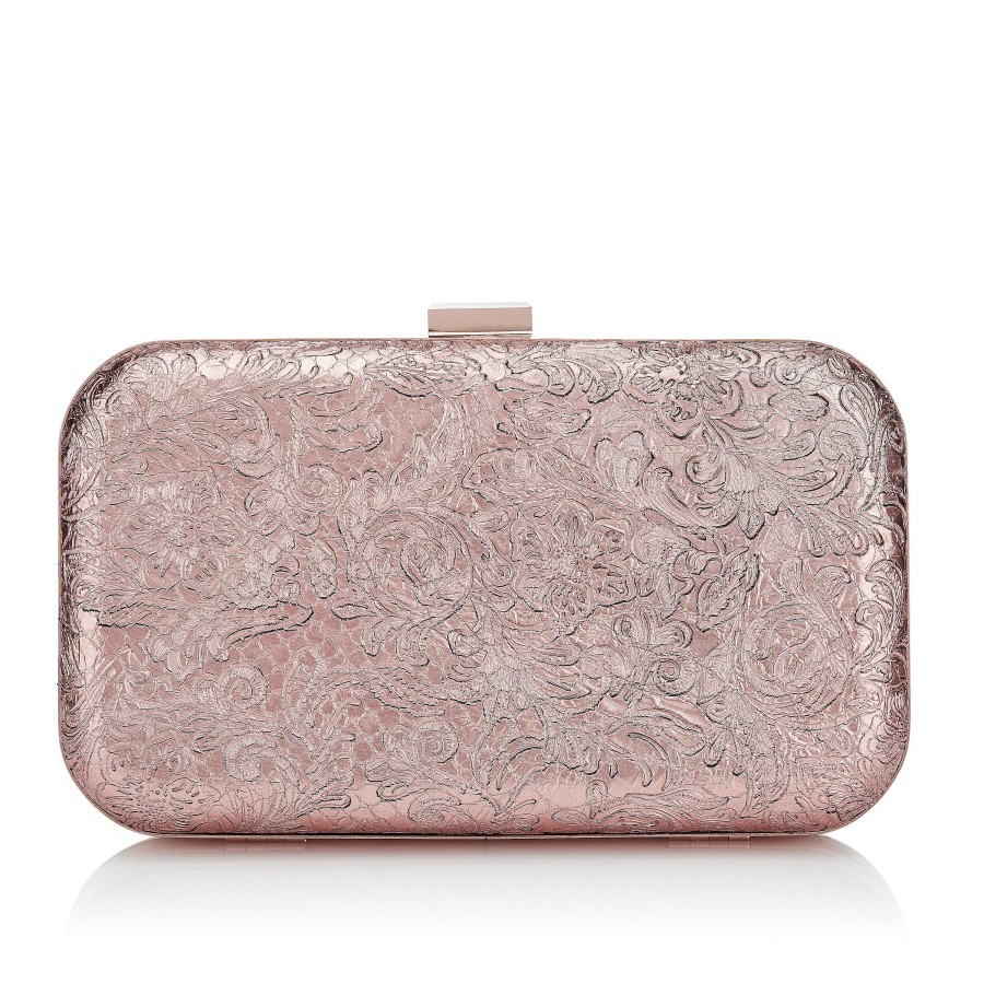 Coleccion Novias E Invitadas Just-ENE | Clutch De Piel Brocada Oro Rosa